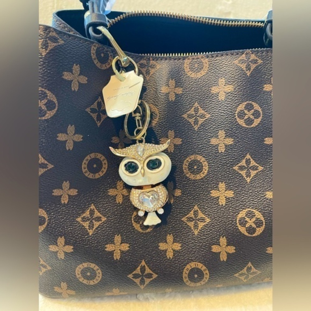White Owl Bling for your designer purse or keychain